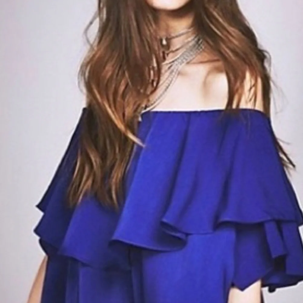 MLM Label x Free People Off Shoulder Ruffle Dress Blue Size M